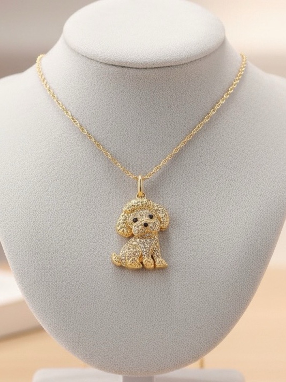 NWT Gold Poodle Iced Out Pendant Necklace Dog Mom Glam Dog Lover Pet Parent Cute